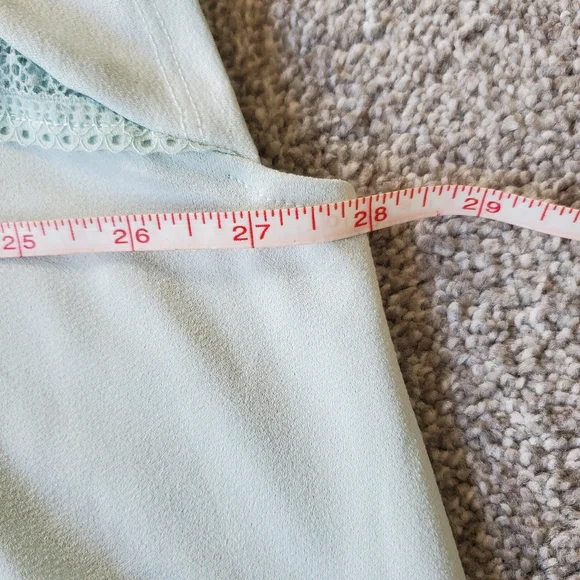 Torrid plus lace shoulders mock neck jersey knit top, 5X, mint blue/ aqua - Picture 10 of 13